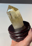 Huge Polished Citrine Point with custom wood stand