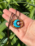 Kingman Turquoise and Moonstone Walnut Pendant Necklace