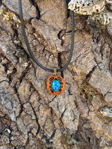 Aura Opal Hickory Nut Pendant Necklace