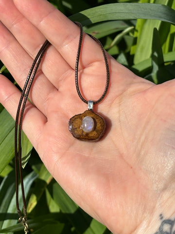 Rainbow Moonstone Ayahuasca Pendant Necklace