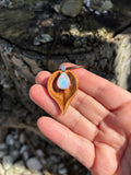 Rainbow Moonstone Heartnut Pendant Necklace