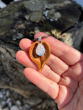 Rainbow Moonstone Heartnut Pendant Necklace