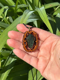 Velvet Obsidian Coffin Walnut Pendant Necklace