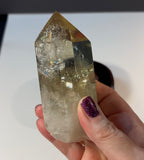 Huge Polished Citrine Point with custom wood stand