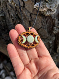 Aura Opal Triple Moon Walnut Pendant Necklace
