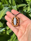 Rainbow Moonstone Walnut Pendant Necklace