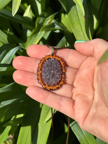 Amethyst Walnut Pendant Necklace