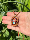 Nova Opal Mushroom Walnut Pendant Necklace