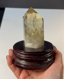 Huge Polished Citrine Point with custom wood stand