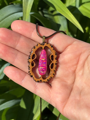 Aura Opal Walnut Pendant Necklace