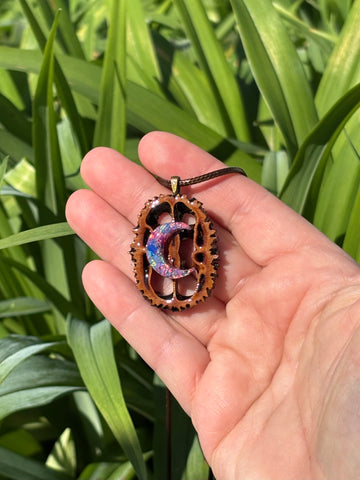 Aura Opal Walnut Pendant Necklace