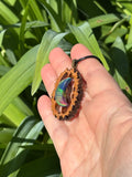 Nova Opal Moon Walnut Pendant Necklace
