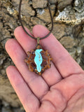 Turquoise Raven Butternut Pendant Necklace