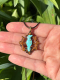 Turquoise Raven Butternut Pendant Necklace