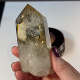 Huge Polished Citrine Point with custom wood stand