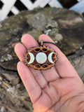 Aura Opal Triple Moon Walnut Pendant Necklace
