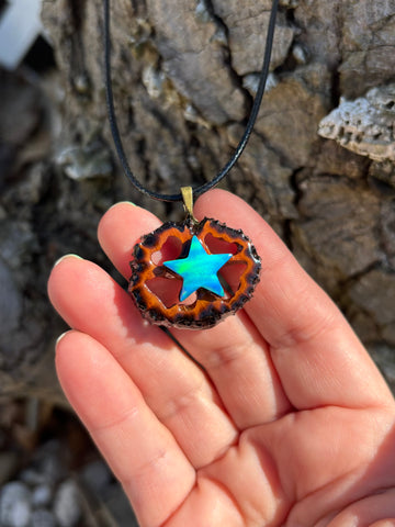 Nova Opal Star Walnut Pendant Necklace