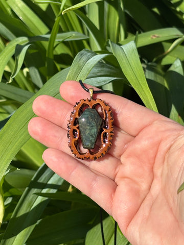 Velvet Obsidian Coffin Walnut Pendant Necklace