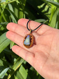 Monarch Opal Hickory Nut Pendant Necklace