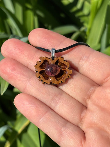 Amethyst Walnut Pendant Necklace