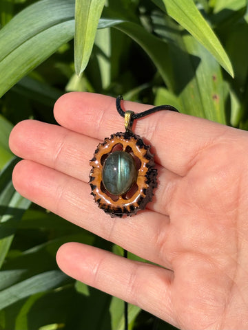 Labradorite Walnut Pendant Necklace