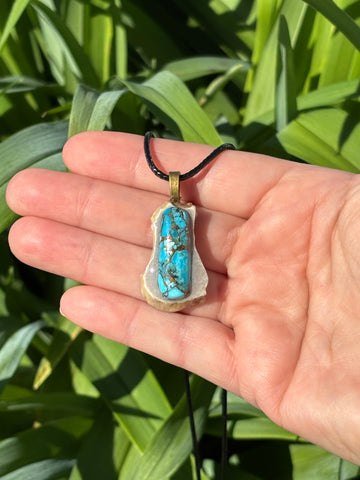 Kingman Turquoise Antler Pendant Necklace
