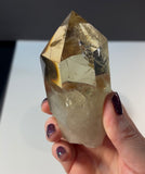 Huge Polished Citrine Point with custom wood stand