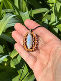 Rainbow Moonstone Walnut Pendant Necklace