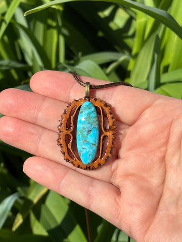 Kingman Turquoise Walnut Pendant Necklace