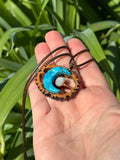 Kingman Turquoise and Moonstone Walnut Pendant Necklace