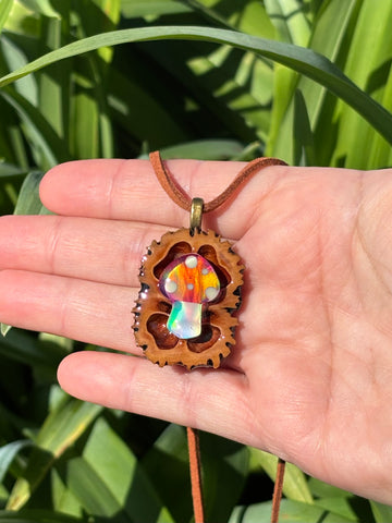 Nova Opal Mushroom Walnut Pendant Necklace