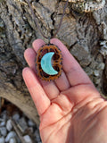 Amazonite Moon Walnut Pendant Necklace