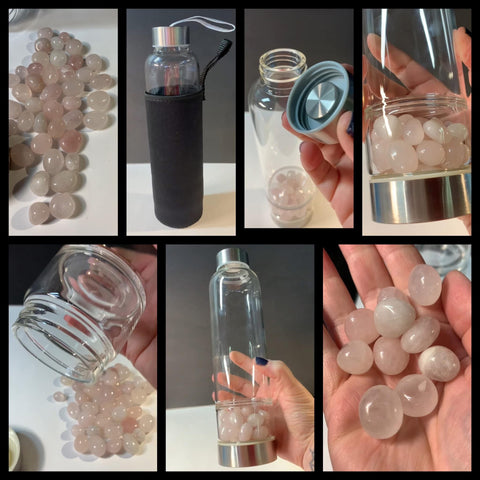 Rose Quartz Glass Water Bottle with Neoprene Sleeve