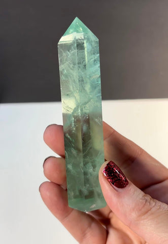 High-Quality Fully-Polished Green Fluorite Standing Point #2