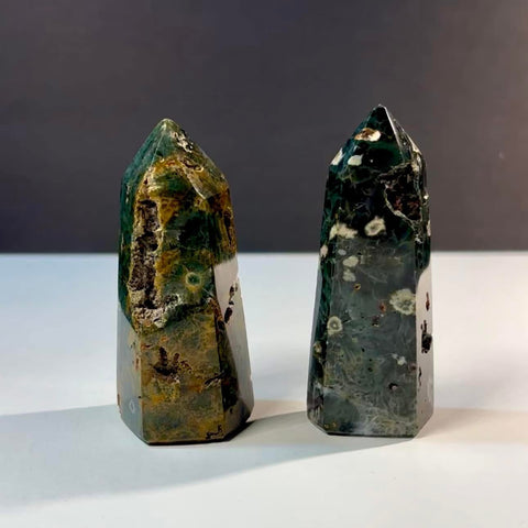 Ocean Jasper Polished Standing Point with Druzy Vugs