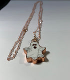 Copper Electroformed Howlite Ghost Pendant Necklace