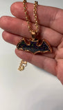 Copper Electroformed Bat Pendant Necklace
