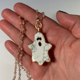 Copper Electroformed Howlite Ghost Pendant Necklace