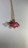 Sunset Aura Quartz Bat Copper Pendant Necklace
