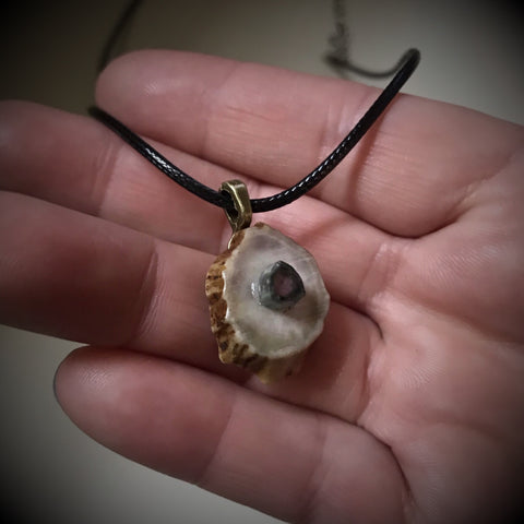 Watermelon Tourmaline Antler Pendant Necklace