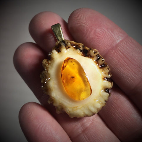 Amber Antler Pendant Necklace