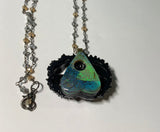 Monarch Opal Planchette Walnut Pendant Necklace