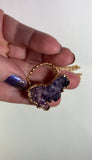 Grape/Blueberry Aura Quartz Copper Pendant Necklace