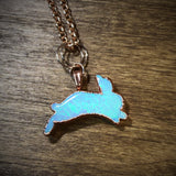 Atlantis Opal Bunny Copper Pendant Necklace