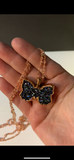 Rainbow Aura Druzy Butterfly Copper Pendant Necklace