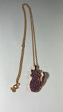 Pink Aura Kitty Copper Pendant Necklace
