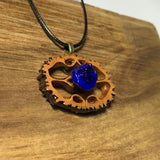 Azurite Blueberry Geode Walnut Pendant Necklace