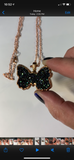 Rainbow Aura Druzy Butterfly Copper Pendant Necklace