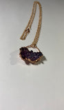 Grape/Blueberry Aura Quartz Copper Pendant Necklace