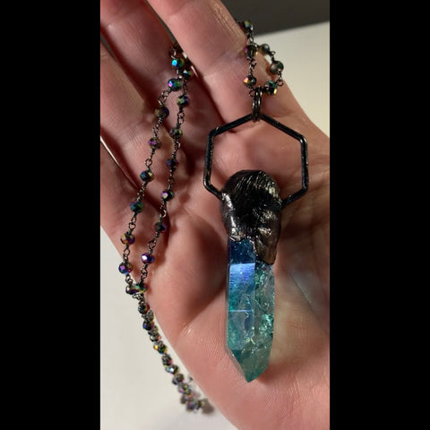 Hybrid Aura Quartz Copper Pendant Necklace